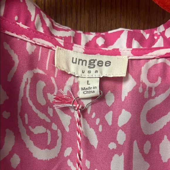 Umgee Vibrant Pink and White Patterned Dress - Picture 3 of 4